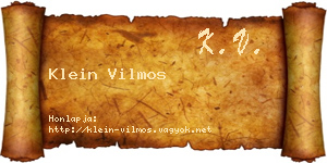 Klein Vilmos névjegykártya